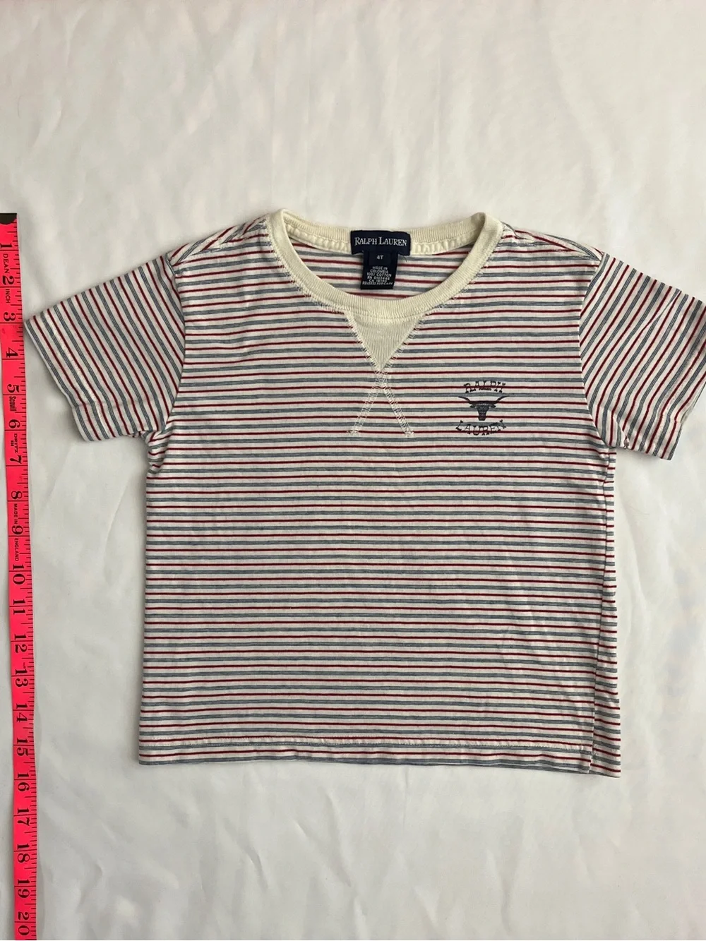Ralph Lauren 90s Longhorn Micro Stripe Vintage T-Shirt 4T